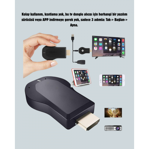 AirPlay ve DLNA Destekli Kablosuz HDMI Ekran Paylaşım Cihazı AirPlay ve DLNA Destekli Kablosuz HDMI Ekran Paylaşım Cihazı