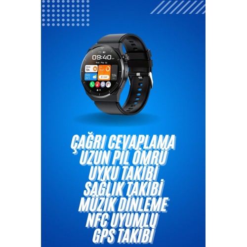 Amoled Ekran Metal Deri Silikon Kordonlu Uyku ve Sağlık Takibi